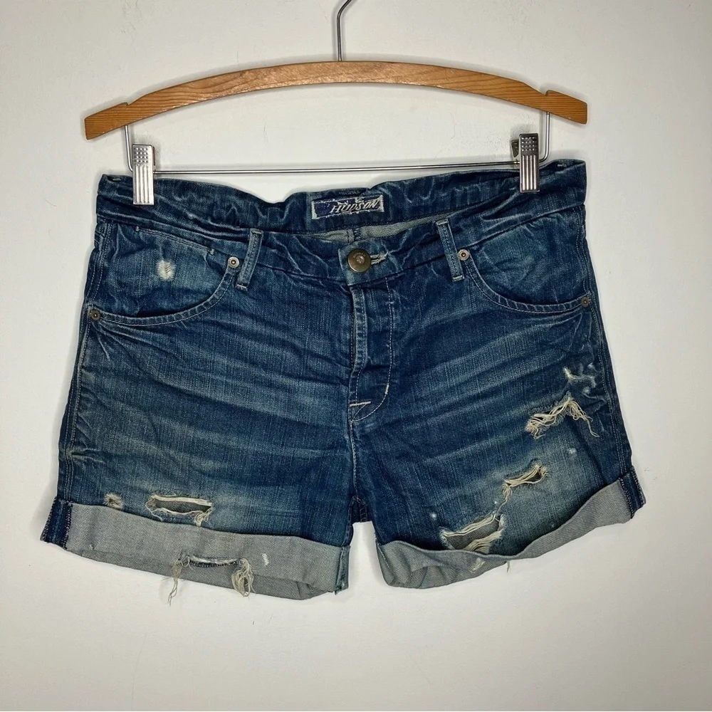 Hudson distressed cuffed denim shorts‎ size 27